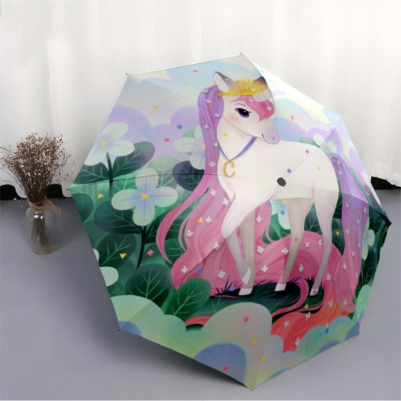 1pc Unicorn Fantasy Garden Folding Umbrella, Durable, Suitable for Outdoor Activities or Rain, Suitable for Commuting Yy251027126