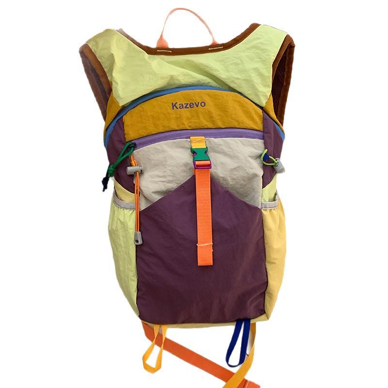 Colorful splicing contrast casual bag women's 2025 new fashion nylon backpack large-capacity travel bag