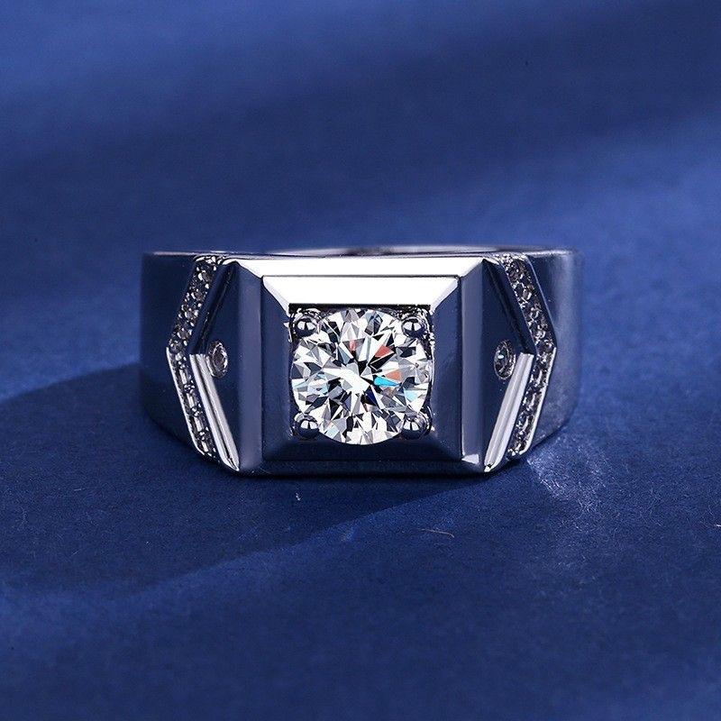 Inel nou de afaceri pentru bărbați Inel deschis cu patru gheare Inel de nuntă la modă Inel cu diamant moissanit de un carat Bijuterii