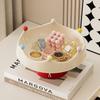 Nordic Round Plastic Fruit Plate, Creative Snack & Dessert Serving Tray with Fruit Fork