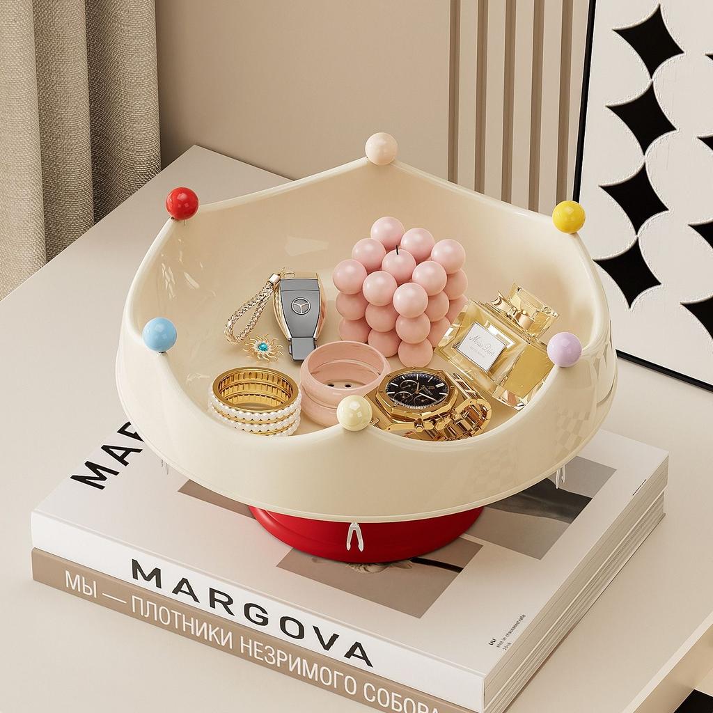 Nordic Round Plastic Fruit Plate, Creative Snack & Dessert Serving Tray with Fruit Fork