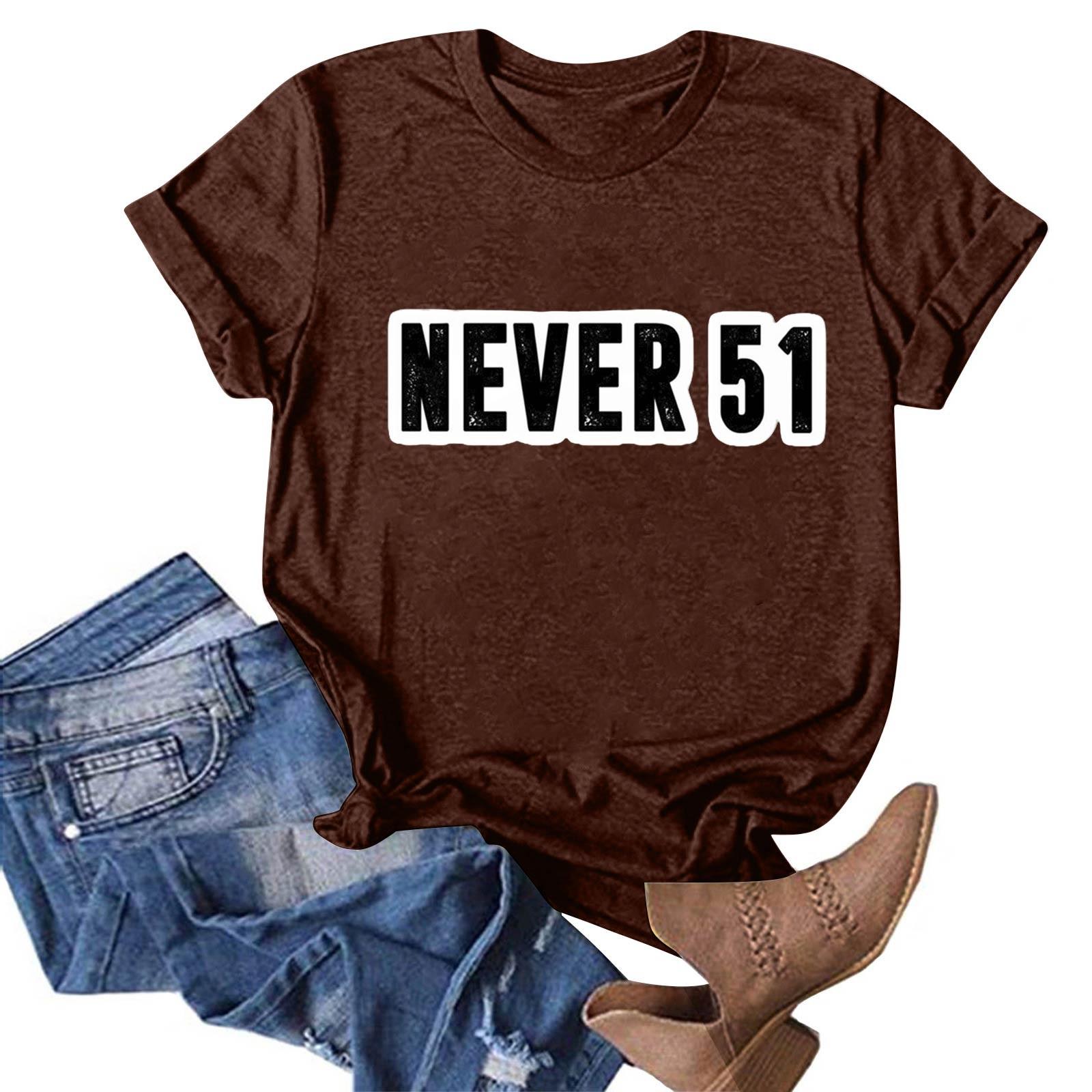 

Women s Casual Fashion Street Slim Short Sleeve Canada Never 51 State Around T-Shirt Top L винний