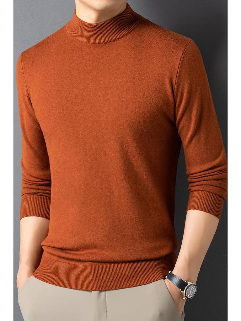 Herren Schlank geschnittener Strickpullover mit halbem Stehkragen für Herbst und Winter