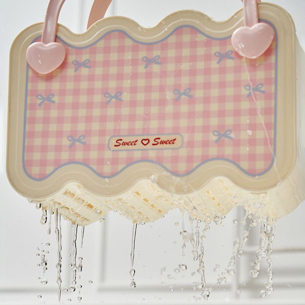 Cute Sweet Heart Portable Bath Basket Household Large Capacity Shower Basket Stackable Space Saving Drainage Toiletry Basket