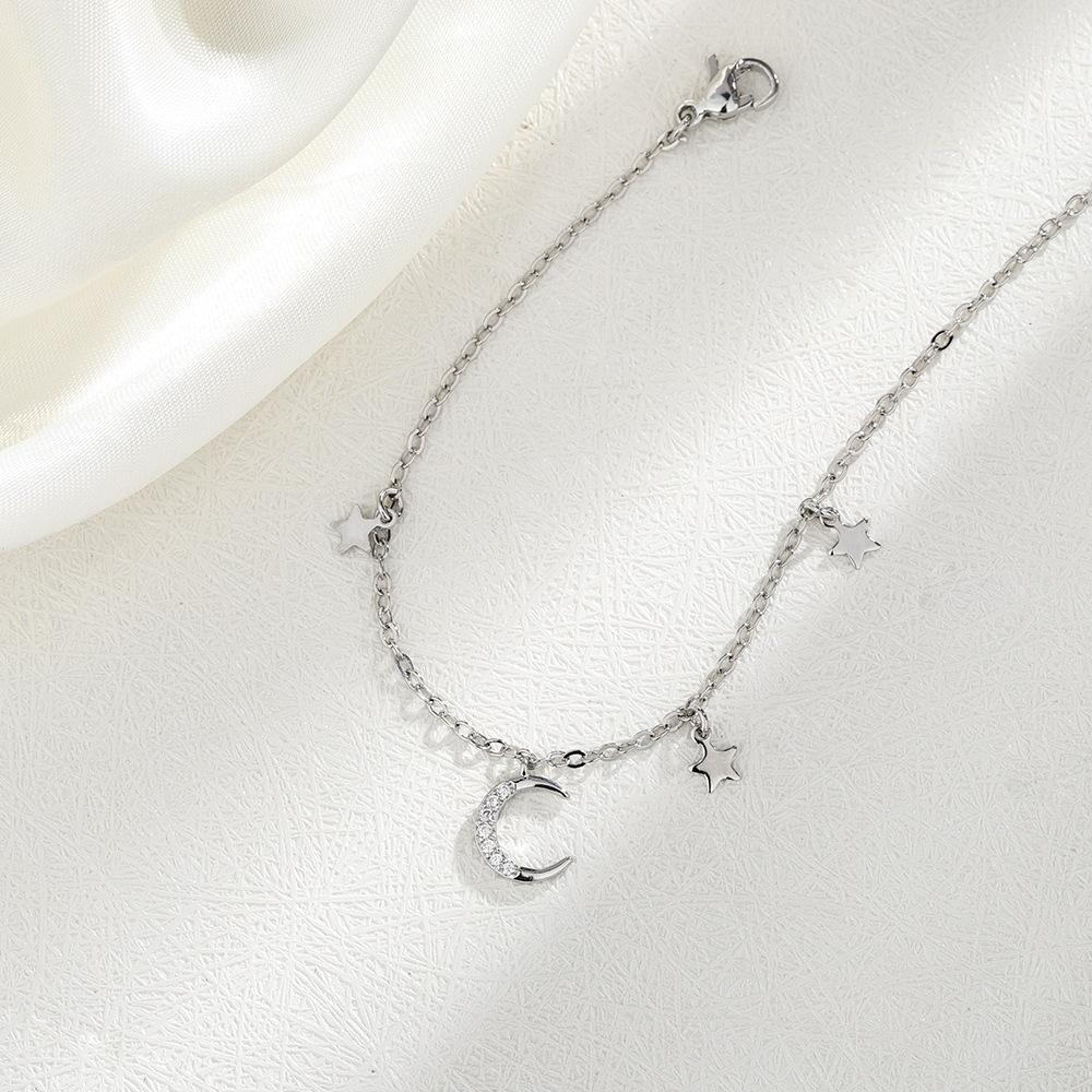 Curvy Crescent Moon Jewelry Sweet Niche Flash Diamond Fringed Moon Star Bracelet Female