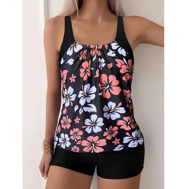 Split Swimsuit Suit Women's Tankini Printed Vacation Boxers Two-piece Set