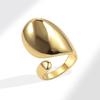 Gold Plated Big Waterdrop Geometric Statement Ring for Women Rust Proof Metal Trendy Jewelry Accessories New