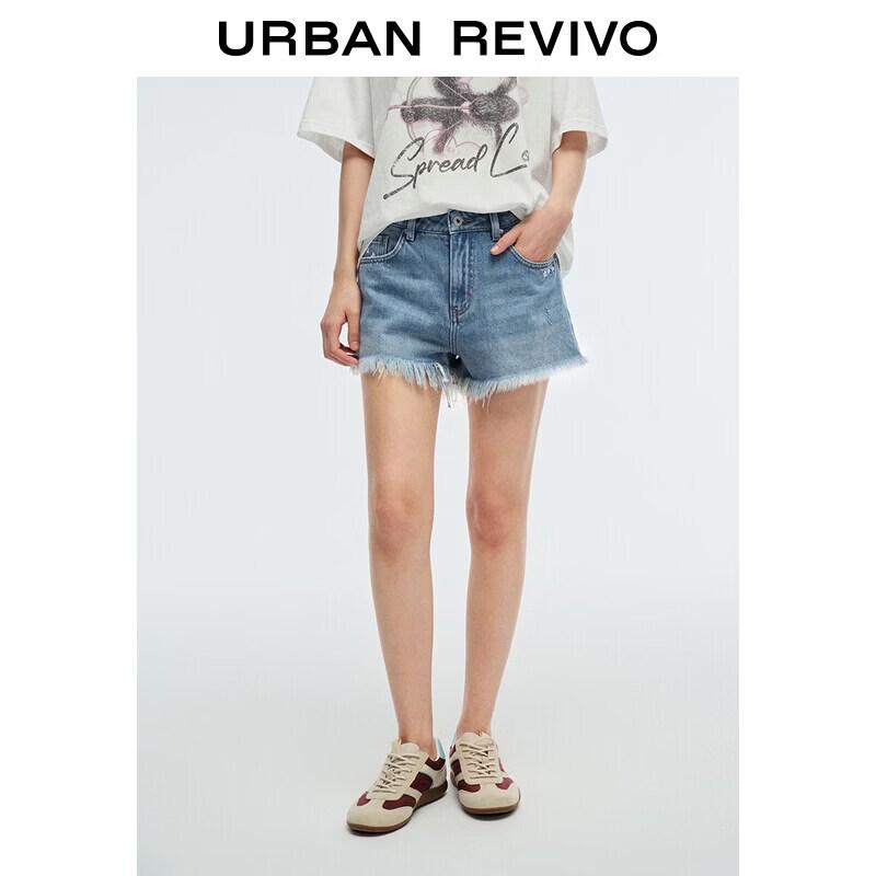 UR2026 Women s Frayed Embroidered Denim Shorts 25