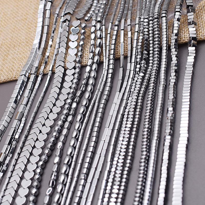 Plating Silver Color Retention Natural Hematite Stone Spacer Loose Beads For Jewelry Making Diy Bracelets Finding