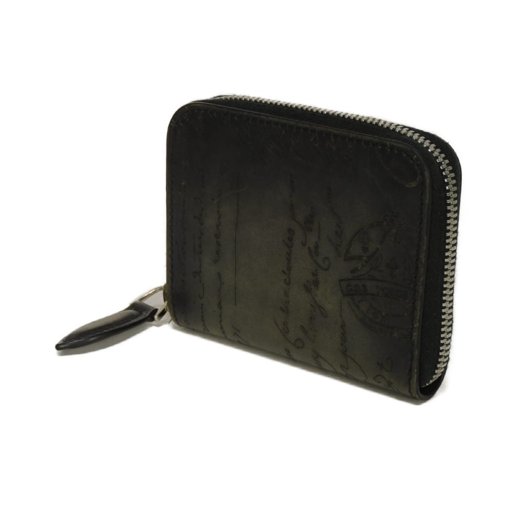 Used Wapa Money Purse 11828 7943 New Logo Scritto Leather Zip Around Nero Current Calligraphy Nero Grigio Men's from