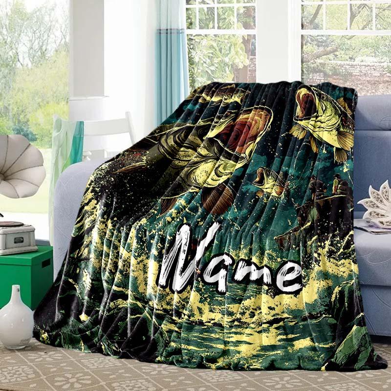 Fish Customize Your Name Blanket Used For Chair Office Sofa Bed Camping Soft And Warm Giving Friends And Relatives Birthday Graduation Gift