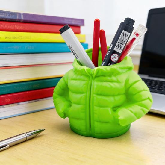 Cartoon Puffer Jacket Pen Holder, Cute Desk Organizer, Novelty Pencil Container for Markers Stationery And Desktop Accessories