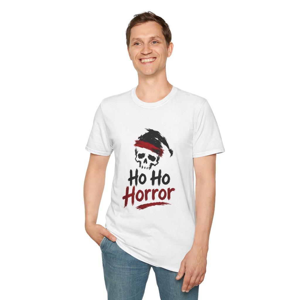 Skull Santa Hat Christmas Horror Spooky Holiday Unisex Softstyle T-Shirt