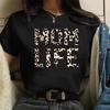 Momlife Totenkopf Leopardenmuster Damen T-Shirt Kurzarm O-Ausschnitt Locker Damen T-Shirt Damen T-Shirt Tops Camisetas Mujer