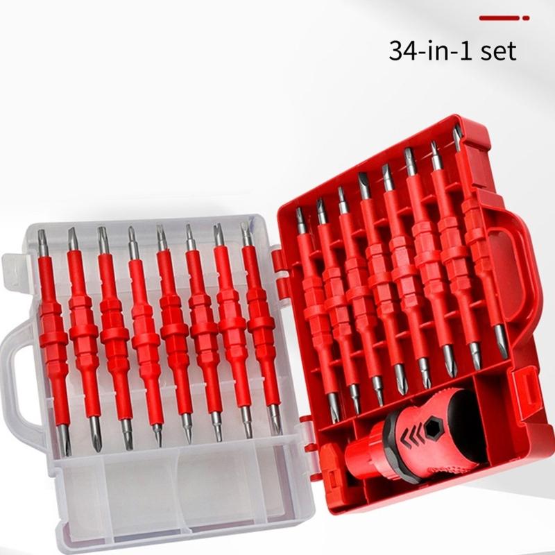 34 In 1 Ratchet Screwdriver Set Magnetic Screwdriver Tool Electrician Multifunctional Interchangeable Screwdriver