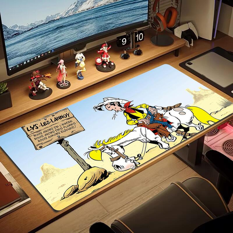 Lucky Luke Print Cushion Non-slip Laptop Tablet Big Mousepad XXL Mat Mini PC Playmat With Lock edge
