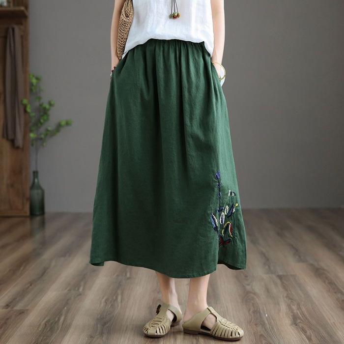 Half-body Skirt Women's Summer Casual Versatile Elastic Women's Skirt Loose Comfortable Large Size Pleated Skirt