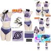 Hyuga Hinata Inspired Naruto Swimsuit Cosplay Costume With Purple Polyester Fabric