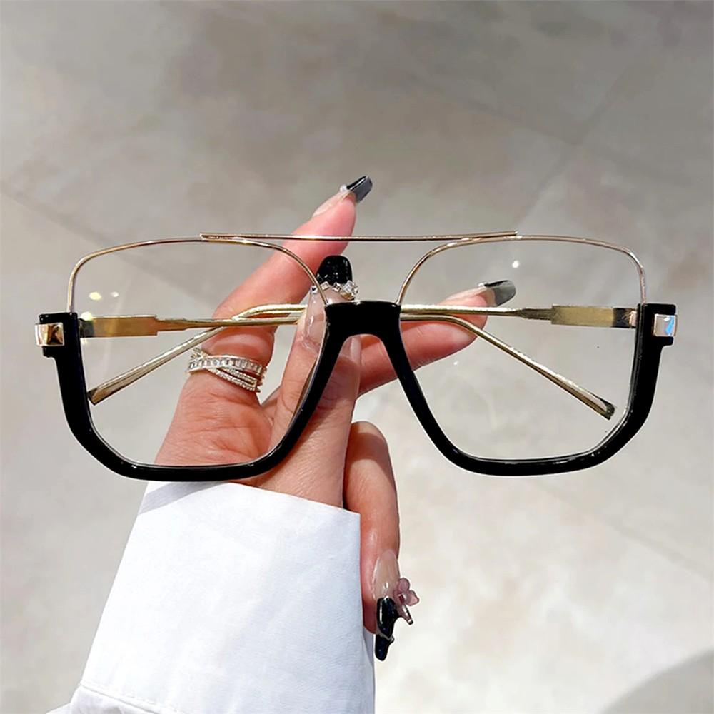 Fashion Oversized Sunglasses for   Women UV4 Half Metal Frame Sun Glasses Trendy Vintage Brand Design Goggles