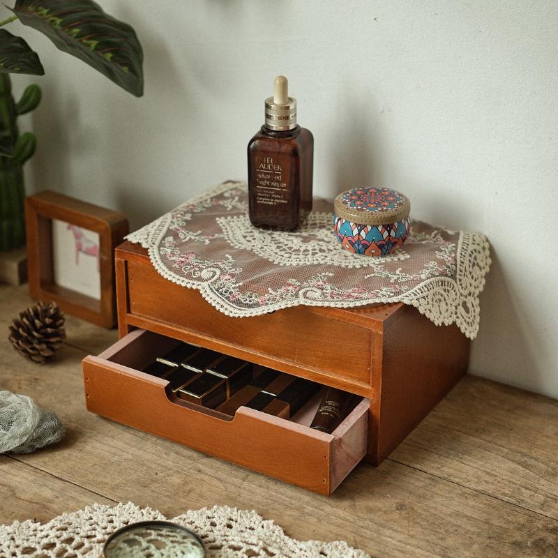 Three-Layer Wooden Storage Cabinet for Cosmetics & Sundries