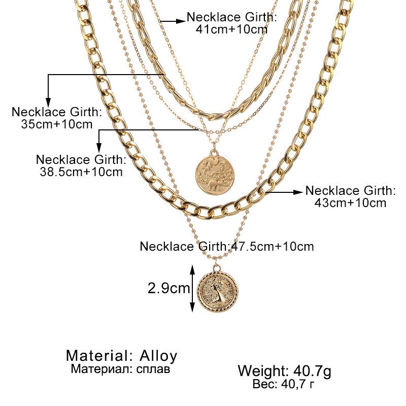 Women's Trendy Multi-Layer Round Pendant Necklace