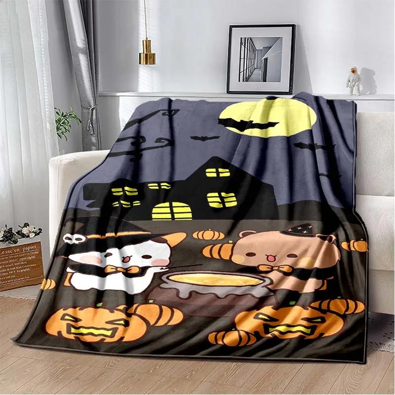 HD Cartoon Printed Bear Dad Blanket Cute Cloth Dudu Series Children's Warm Flannel Soft and Comfortable Home Bed Warm Gift