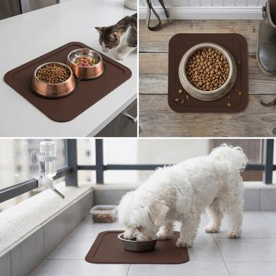 All-Weather Adaptable Pet Bowl Mat Anti Slip Surface Tilt Proof Structure Non Slip Food Mat Flexible Texture Waterproof Finish
