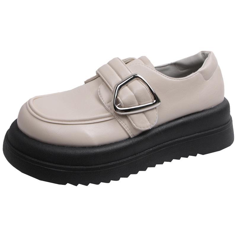 Round Head Retro Versatile British Style Platform Small Leather Shoes Women's Summer 2025 New White French Mary Jane Single Shoes