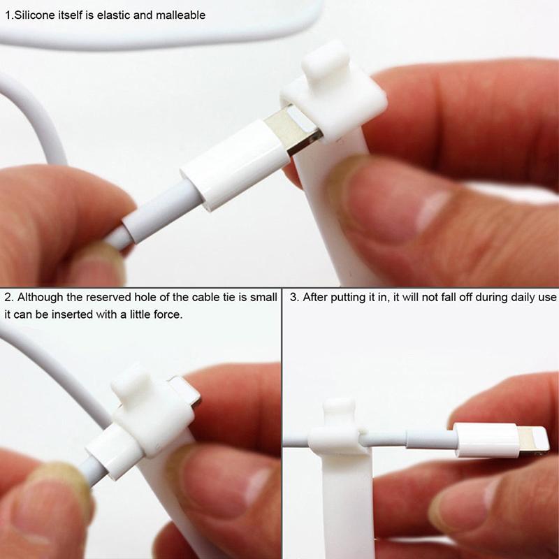 Silicone Data Cable Organizer Headphone Cord Finishing Buckle Wrap Tie Strap