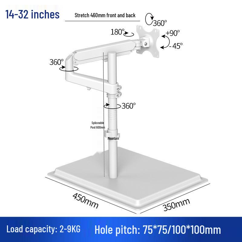 Dual-Screen Gas Spring Monitor & Laptop Arm Stand with Seamless Splicing