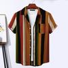Men Shirt Contrast Color Vintage Striped Short Sleeves Single-breasted Daily Wear Cotton Pocket Men Summer Top Men Clothes