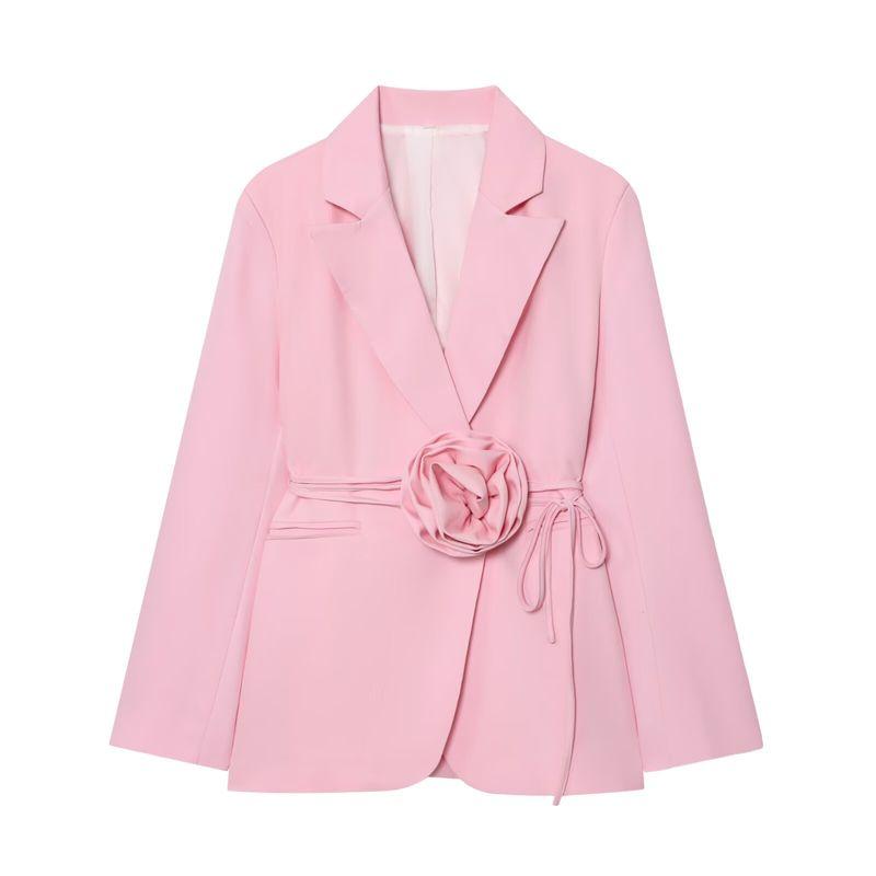 Za Autumn and Winter New Arrivals Women's Clothing Zr European and American Style Export Fashion Simple Versatile Tie Flower Blazer