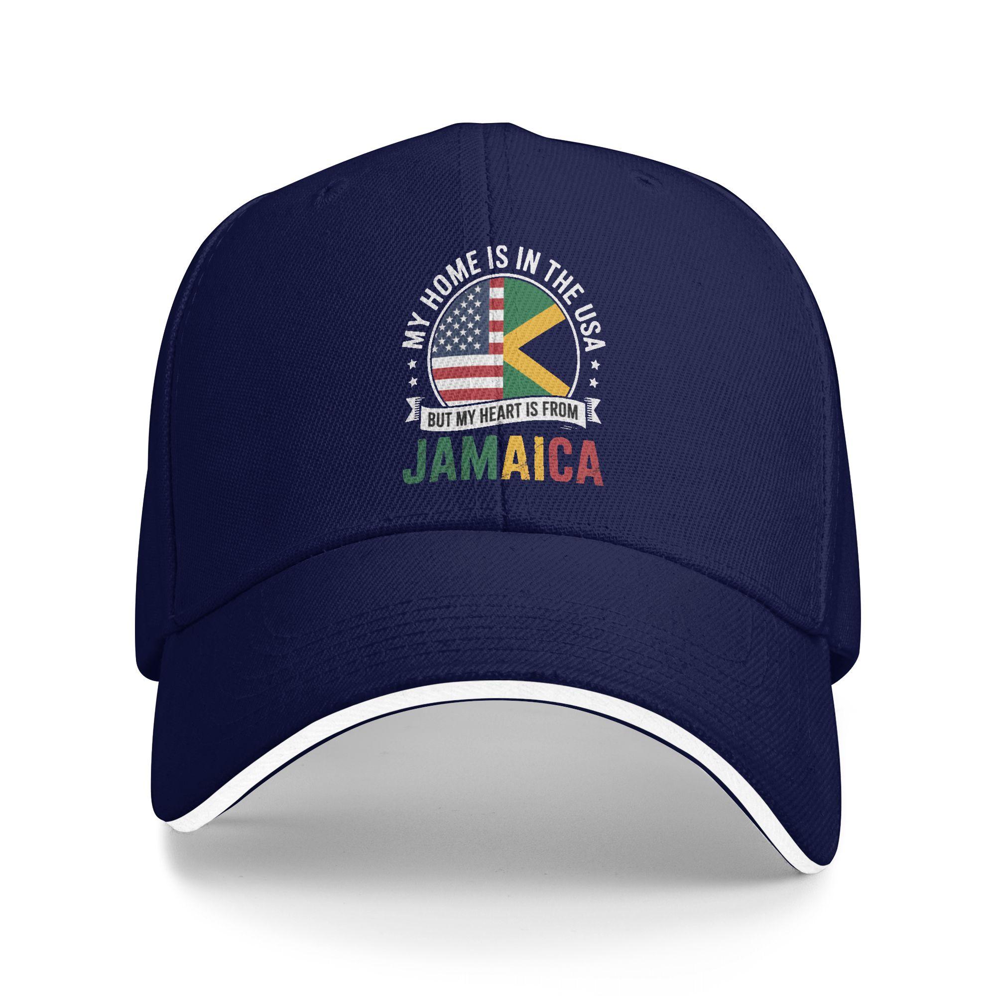 

Jamaican American Patriot Heart is from Jamaica Flag Casual Baseball Cap Summer Trucker Hat Sun Running Hippie Snapback Cap As Picture темно-синього кольору