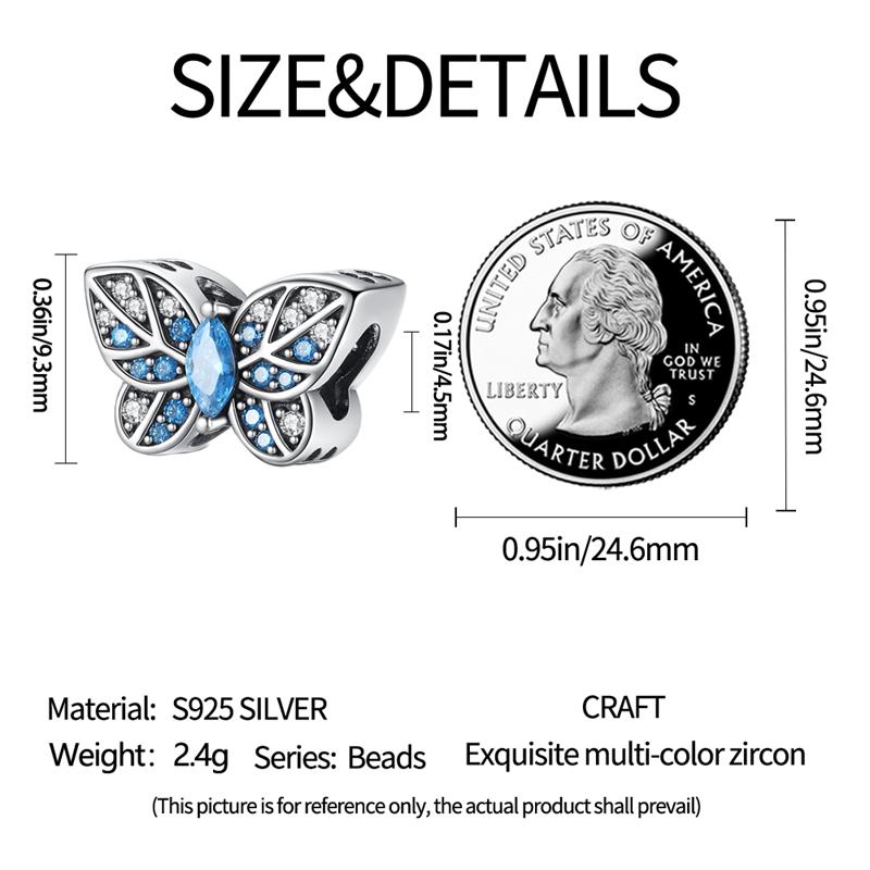 Original Charms  Copper Blue Leaf Butterfly Beads Fit Charms Plata  Bracelets For Women Women Jewelry Making Diy