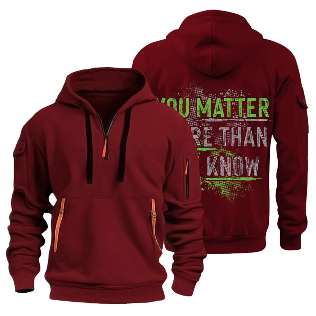 Pánská mikina s potiskem Mikina s kapucí na zip Kapsa na paži Cardigan Pánská sportovní mikina s kapucí velkých velikostí