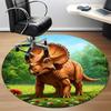 1pc Dinosaur Print Chair Carpet for Office, Round Polyester Mat, Indoor Decor for Office, Easycare Fabric, Washable Non-slip Area Carpet