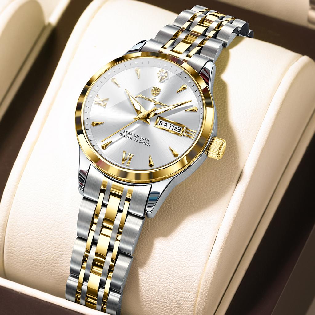 504 Luxury Alloy Case Stainless Steel Strap Waterproof Luminous Lady Watch