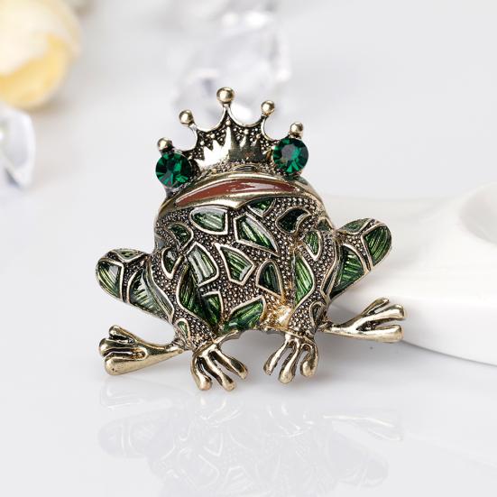 Broche estilo sapo pino brilhante strass esmalte moda vestido chapéu acessório presente
