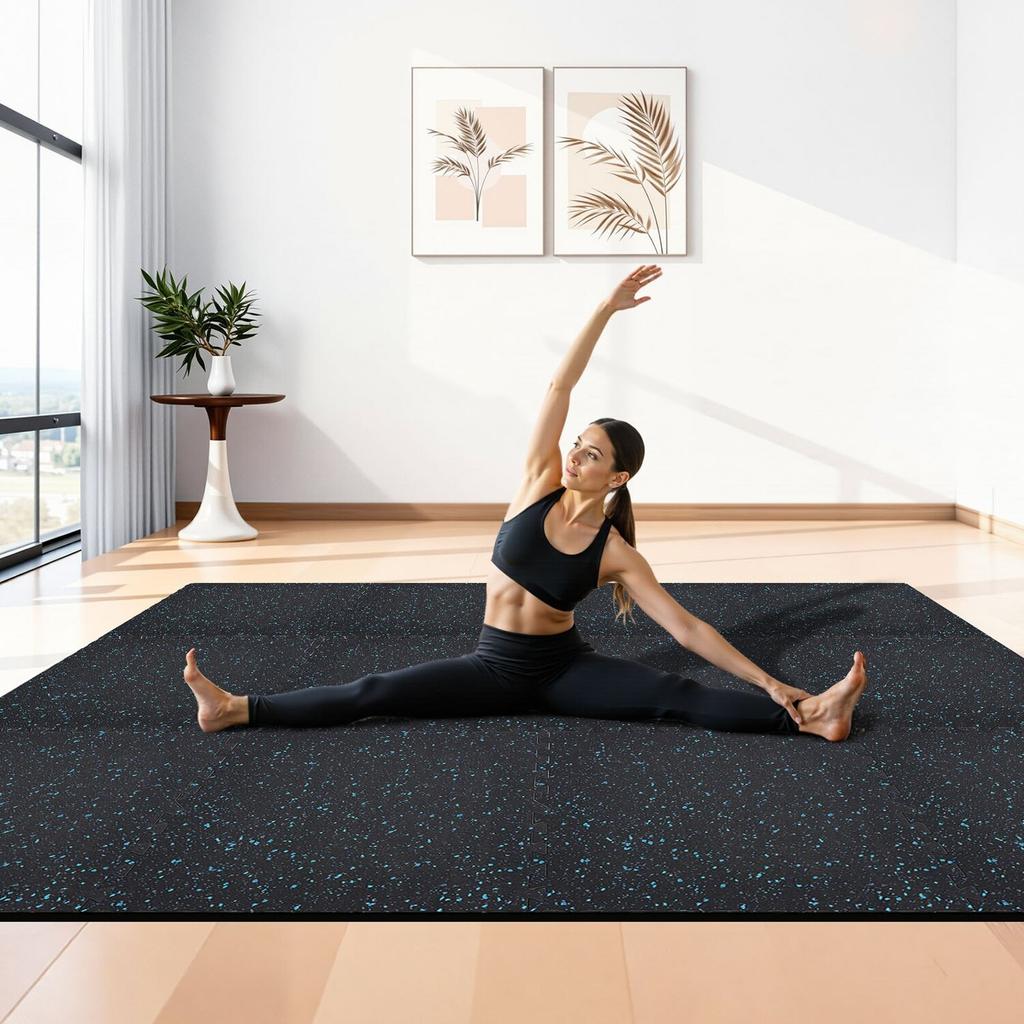 Puzzle Exercise Mat, 24 PCS Fitness Equipment Mats, 610 x 610 x 10 mm, High-Density EVA Foam Mats Set, Interlocking Rubber Soft Tiles, Protective