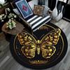Golden Butterfly Round Area Rug,Carpet Rug for Living Room Bedroom Sofa Playroom Decor,Non-slip Floor Mat