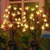 Solar Cherry Blossom Tree Light Outdoor Waterproof Garden Stake Lamp for Lawn Patio Aisle Ambient Landscape Decoration
