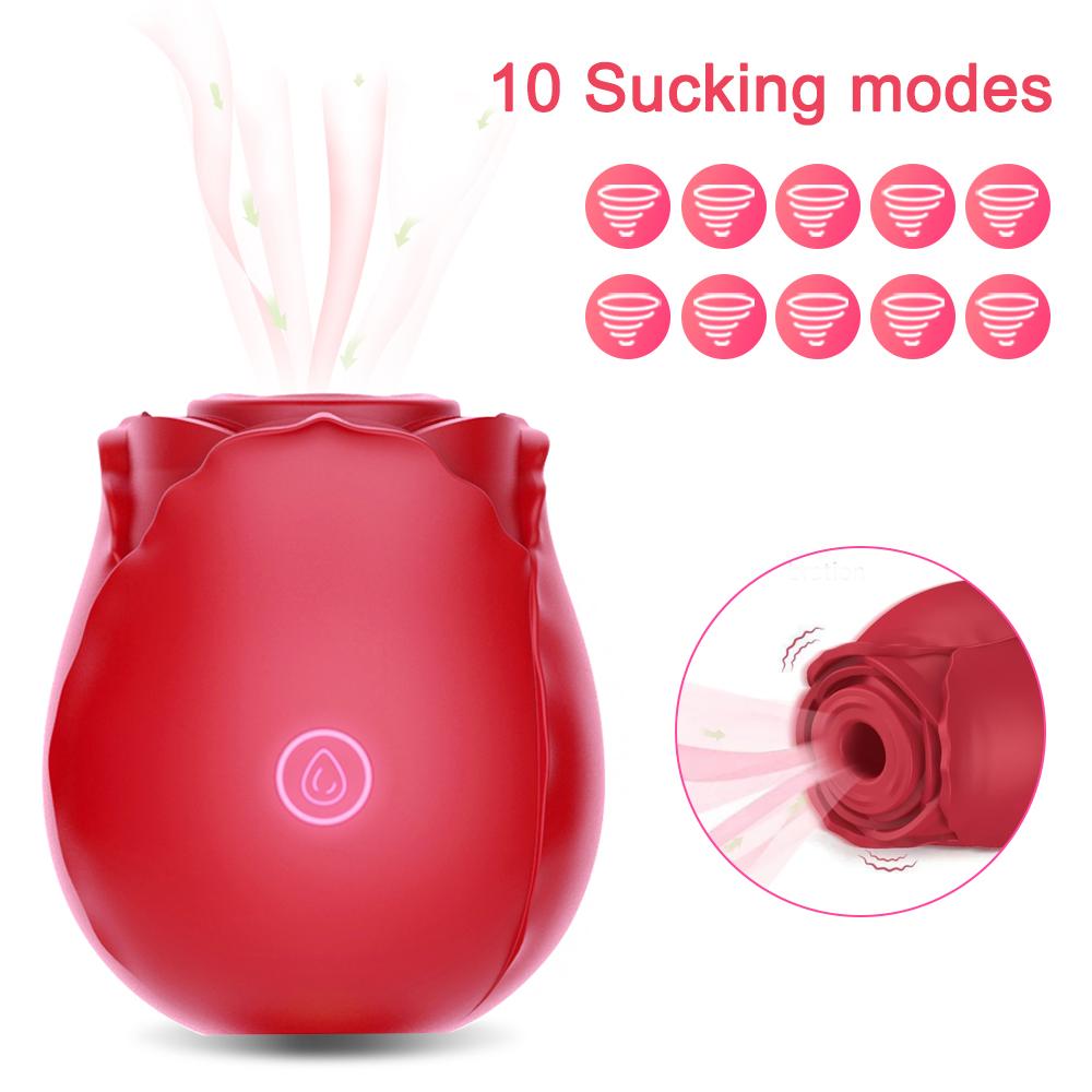 ALWUP Rechargeable Rose Shape Massage Vibrator, 10 Suction Modes, USB Magnetic Charging, Adult Products Sex Toys