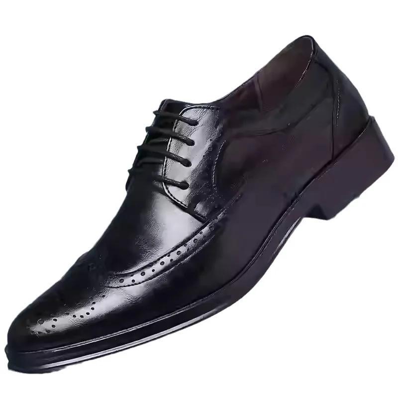 Men's Classic Retro Shoes Mens Lace-Up Business Leather Shoes Dress Office Flats Men Wedding Party Oxfords Work Footwear