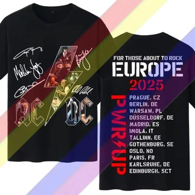 2025 AC DC Band Printed Women Men T-shirt Coming Soon Rock Casual Lyrics Short Sleeve Top TOUR PWRU Cotton Oversized Shirt Tops