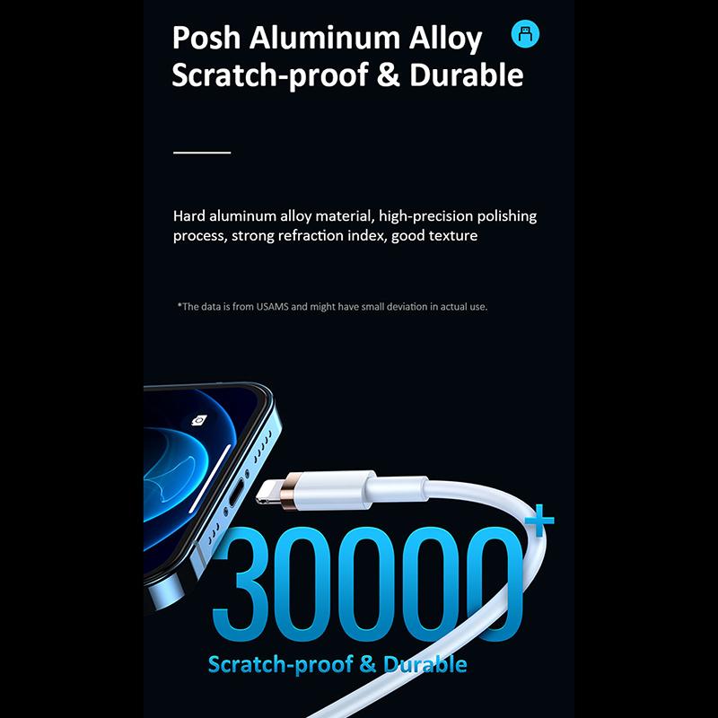 USAMS Cablu de date de încărcare rapidă de 1,2 m/2 m PD 20 W tip C la cablu de telefon Lightning pentru iPhone 13 12 11 Pro Max X Xr Xs 8 7 6 Plus