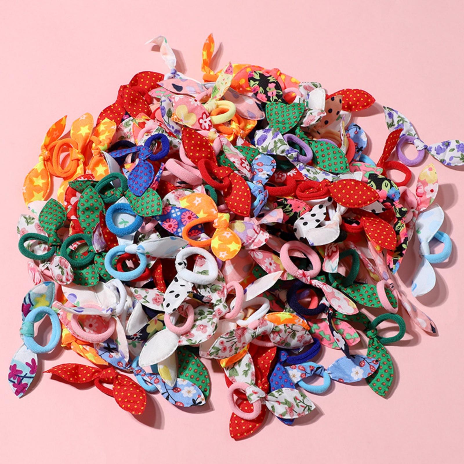 

100 шт./набор Милые резинки для волос с кроличьими ушками для девочек, эластичные резинки, веревки для волос, держатели для хвостика, аксессуары для волос, детский подарок 20pcs