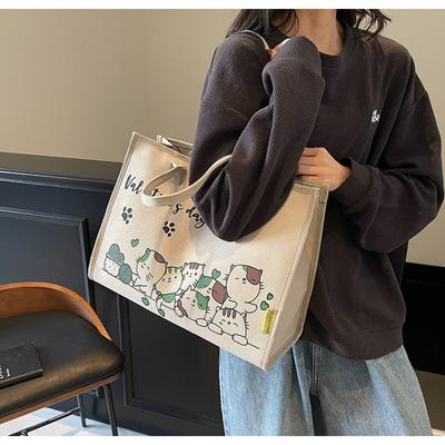 Cartoon Bär Canvas Tasche Damen neue Mode Pendler Tasche große Kapazität Studenten tragen Buch Schulter Tragetasche