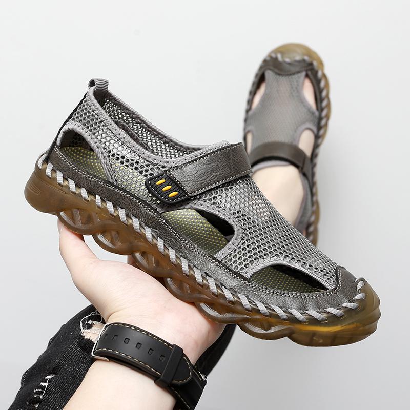 Leather Fashion Walking Shoes Men Luxury Brand Breathable Luxury Sandals All-match Mens Outdoor Loafers New Beach Men's Sandals
