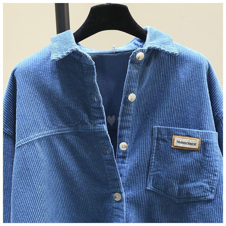 Women's Thickened Corduroy Long Sleeve Shirt - Autumn Winter Fashion, Korean Style Loose Casual Top