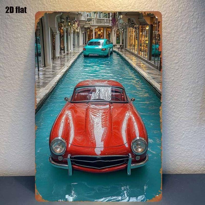 Retro Car Metal Tin Sign Vintage Garage Wall Decor